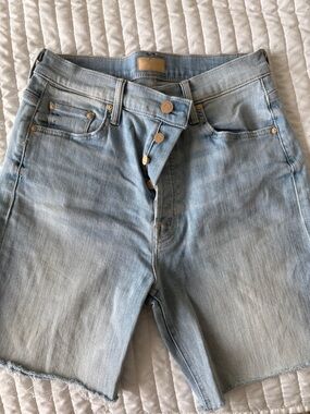 MOTHER Light Blue High-Waist Denim Shorts